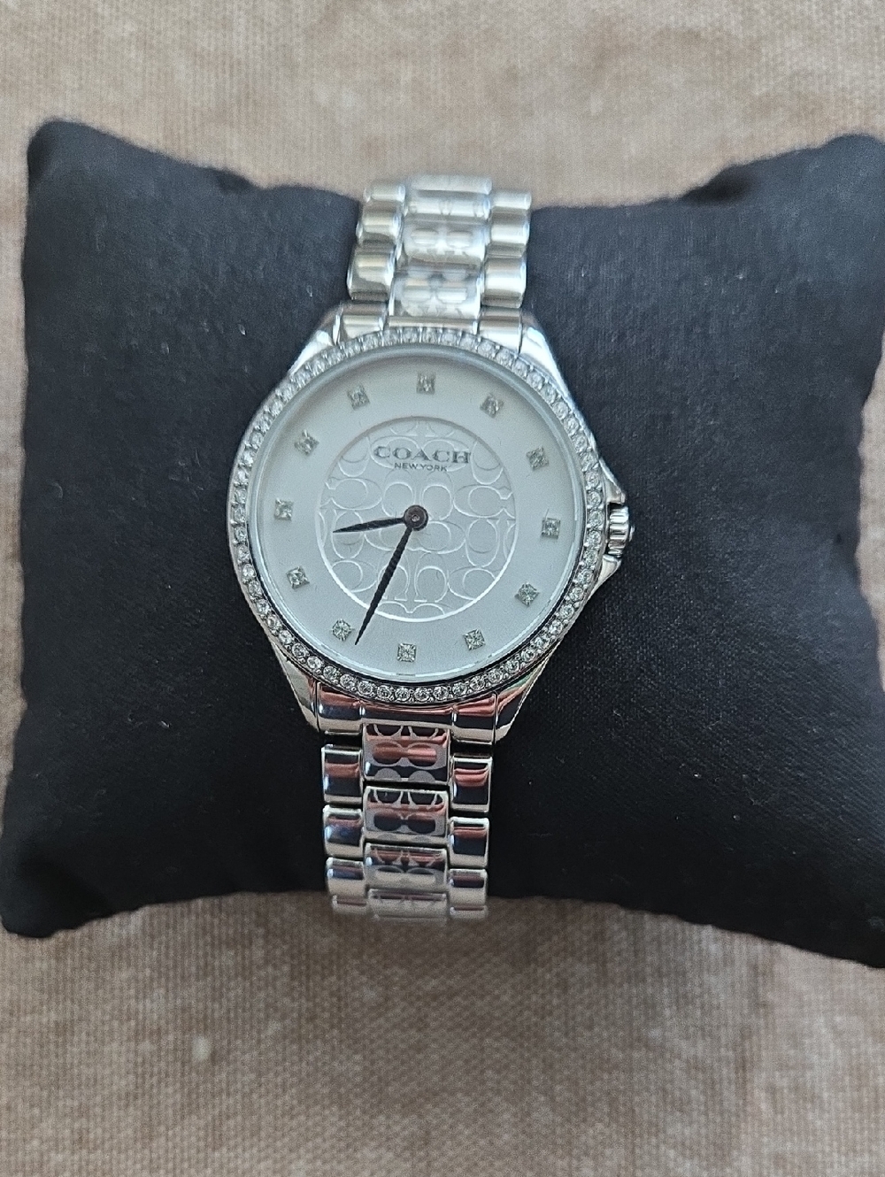 COACH Silver Tone Women's Crystal Bracelet Watch